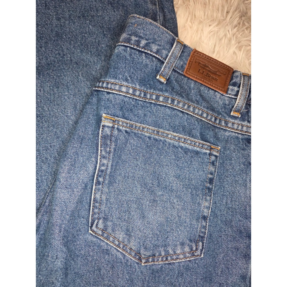 LL Bean Mens Double L Relaxed Straight Blue Denim Jeans 34x29 Medium Wash - Picture 3 of 8